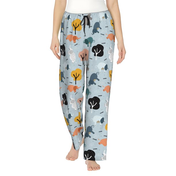 Fotbe Elephant Tree Pantalones de Pijama para Mujer, Pantalones de Dormir, Pantalones Pj con Cordón y Bolsillos-3X-Large