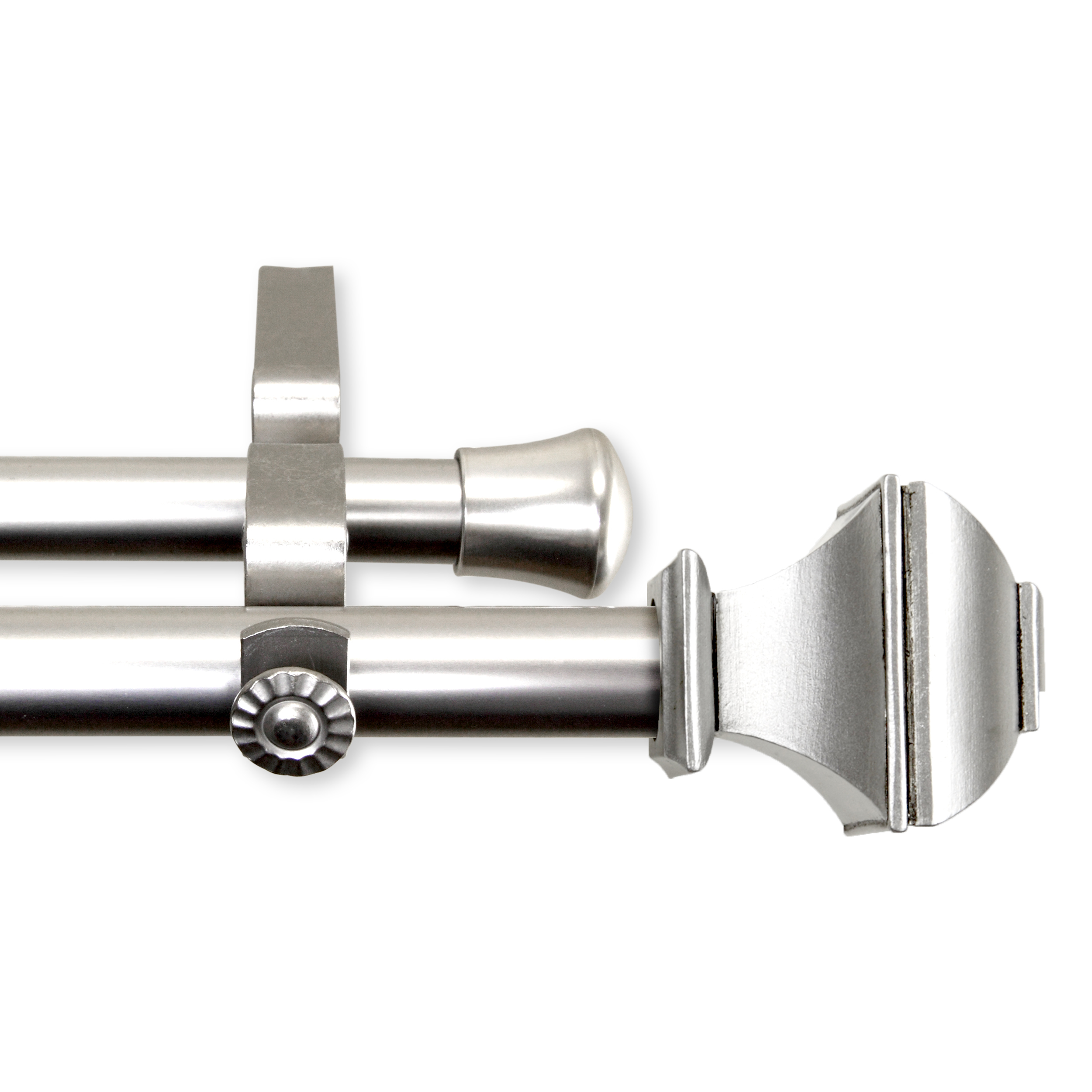 Central Design 4782-995 0.8125 in. Vicky Double Curtain Rod with 120 to 170 in. Extension, Satin Nickel