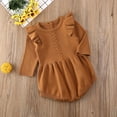 thumbnail image 3 of Douhoow Toddler Girl Warm Knitted Romper Baby Solid Ruffles Sweater Jumpsuit, 3 of 7