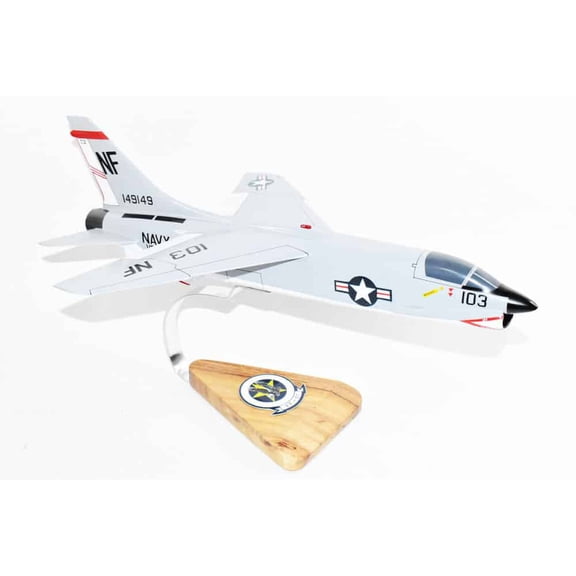 VF-51 Screaming Eagles F-8J Model,Vought F-8 Crusader,18",Mahogany Scale Model
