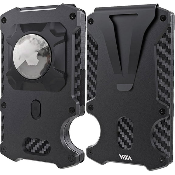 WXM Men's RFID Blocking Wallet with Airtag Holder, Black