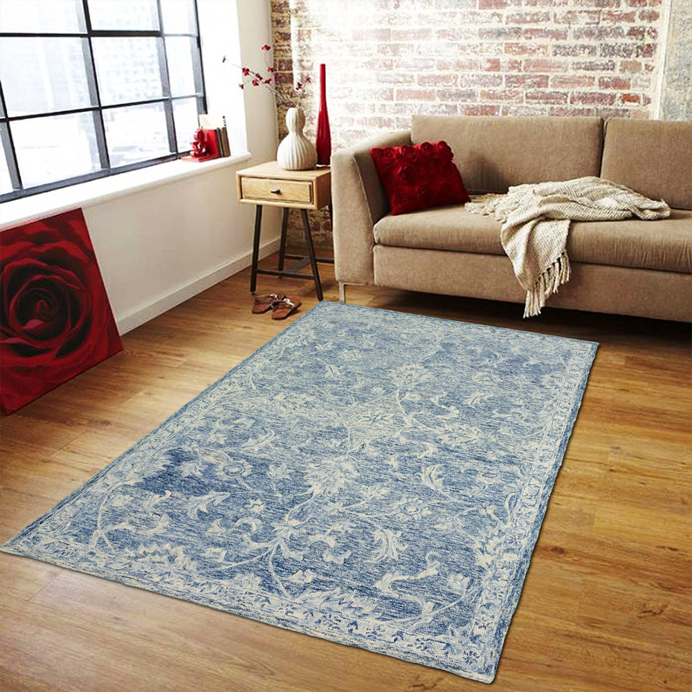 Ox Bay Karma Blue Navy Arabesque Indoor Area Rug(5' x 7'9")