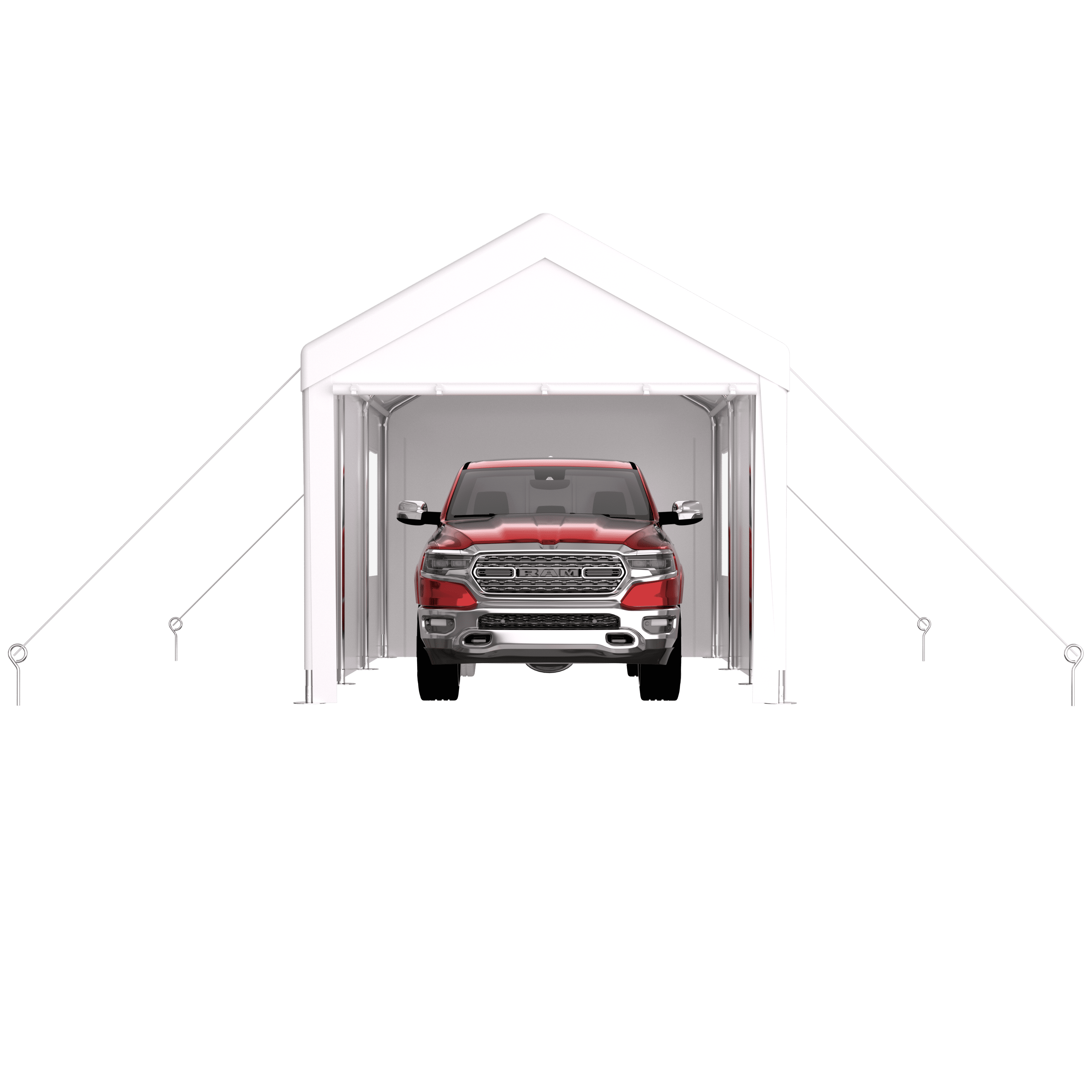Carport 10' x 20' Portable Garage, Heavy Duty Car Port Canopy with 2 Roll-up Doors & 4 Ventilated Windows for Car, Truck, Boat, Garden Tools ,white