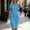 Blue, variant on Women's Crew Neck Short Sleeve Bodycon Midi Dress, Solid Ruched Waist Slim Fit Party Wedding Guest Pencil Dress Pink XL(XL)
