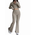 thumbnail image 2 of Conjunto de Dos Piezas para Mujer, Pantalón Corto de Larga con Cremallera y Pantalones, Chándal Sexy y Ajustado para Estar en Casa. Caqui L, 2 of 8