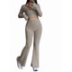 thumbnail image 2 of Conjunto de Dos Piezas para Mujer, Pantalón Corto de Larga con Cremallera y Pantalones, Chándal Sexy y Ajustado para Estar en Casa. Caqui XL, 2 of 8