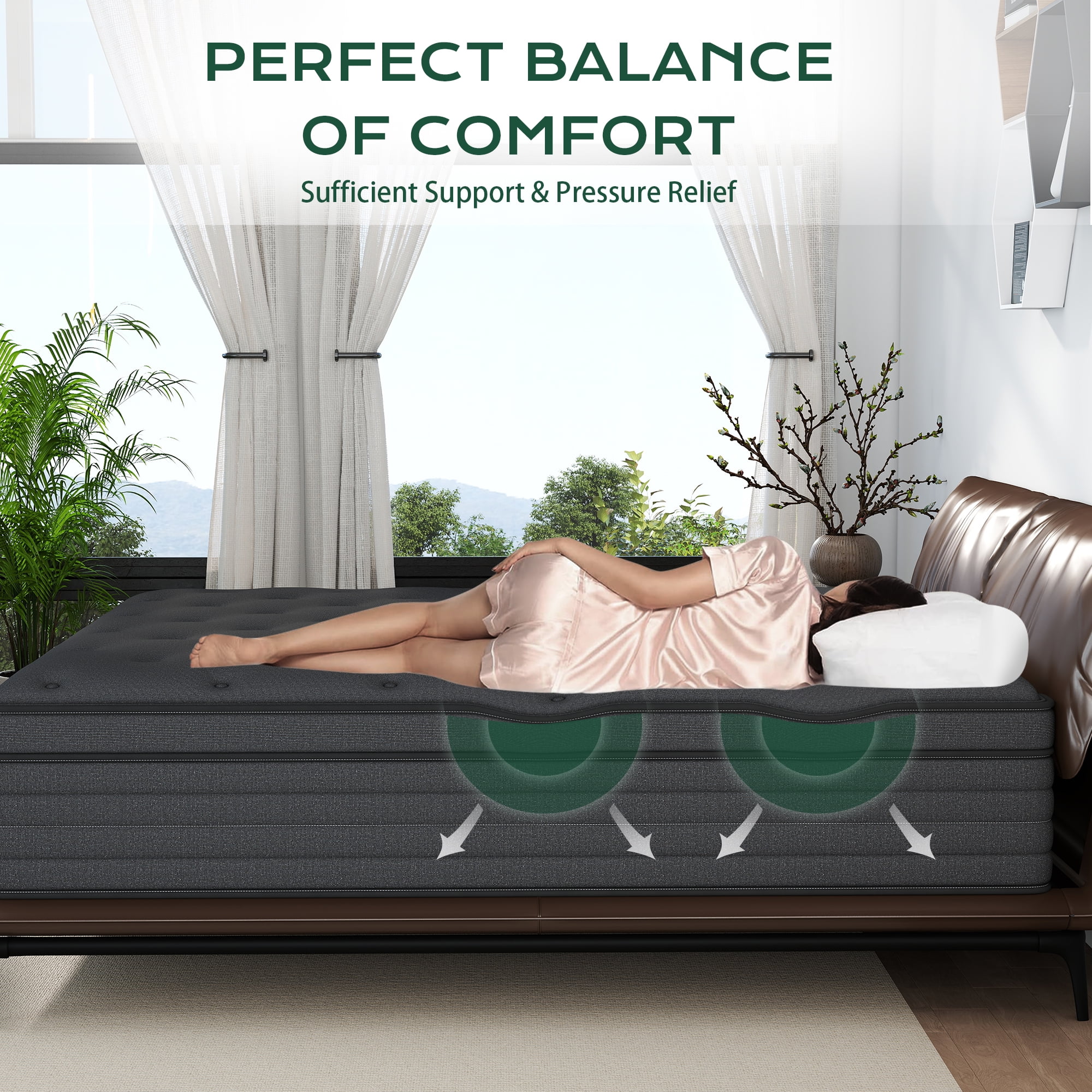 Yilicy Mattress 14 inch King Size, Gel Memory Foam Hybrid Mattress in a Box, Cozy Sleep