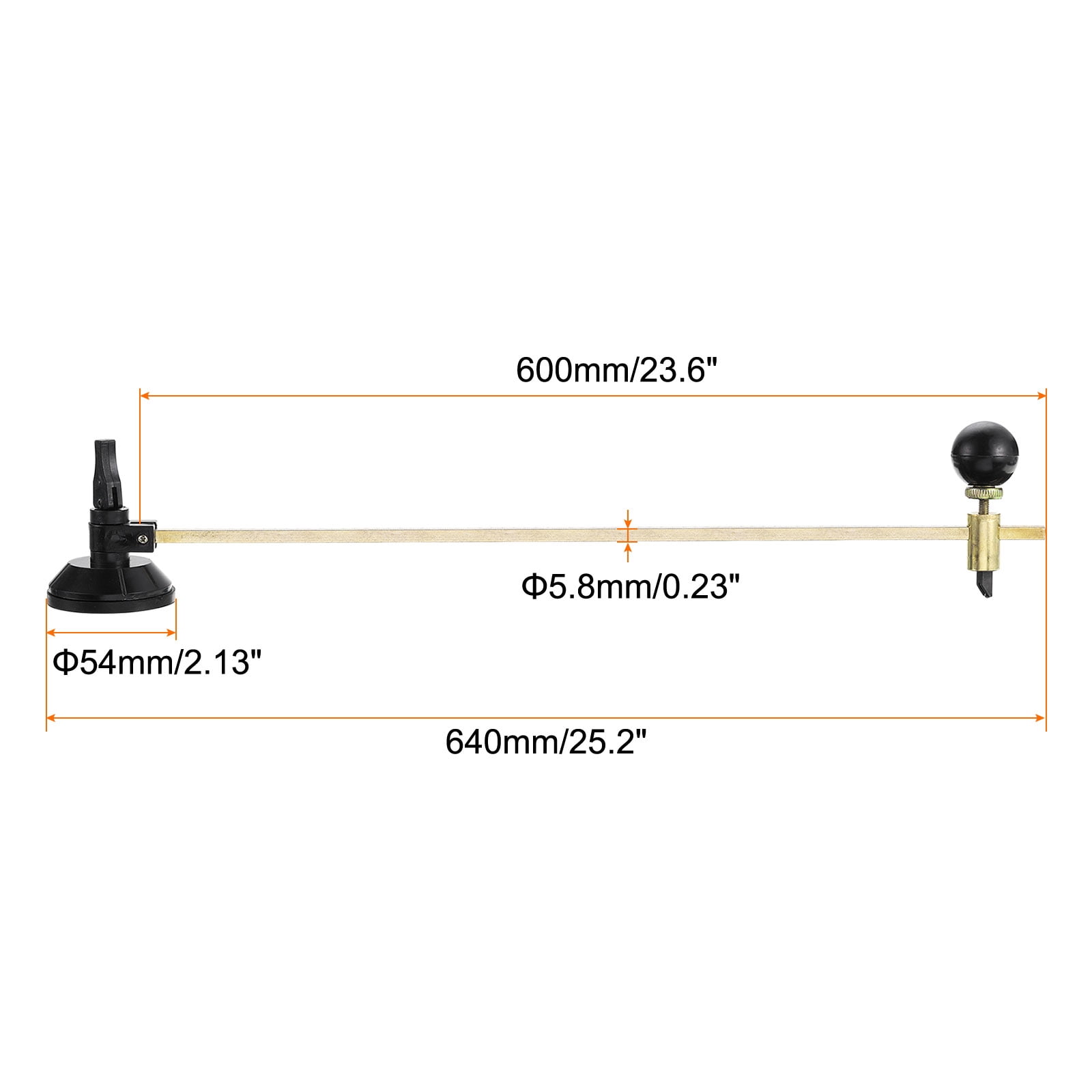 Single Wheel Circular Glass Cutter 35-600mm/1.4"-23.6" Adjustable with Suction Cup for Glass