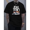 thumbnail image 2 of Summer New "Soul Train" Print Premium Heat Transfer Printing Classic Trendy Men's Casual Fashion Short Sleeve Slightly Stretch Ribbed Crew Neck Comfortable Breathable T-Shirt, 2 of 10