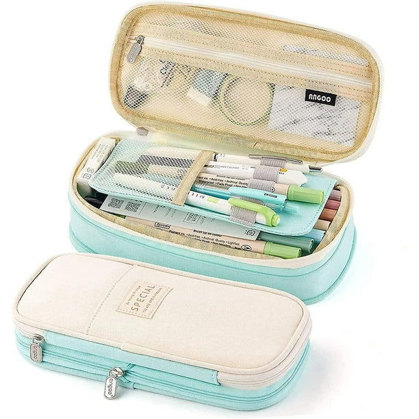 Estuche para bolígrafos de gran capacidad, soporte duradero para bolígrafos, bolsa de almacenamiento, estuche para cosméticos de papelería para niños, 22x11cm (versión mejorada-verde) Sincero Electrónica