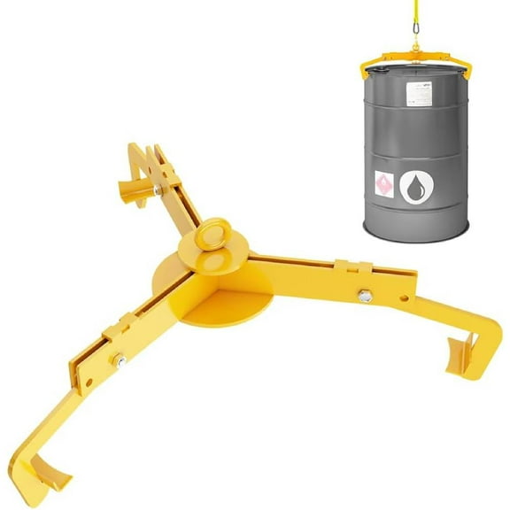 Yeeoy Open & Closed Head Drum Lifter, Steel Drum Lifter Vertical Drum Clamp for 30-55 Gallon Barrel Steel Plastic Drums, 1000 lbs Capacity, Yellow