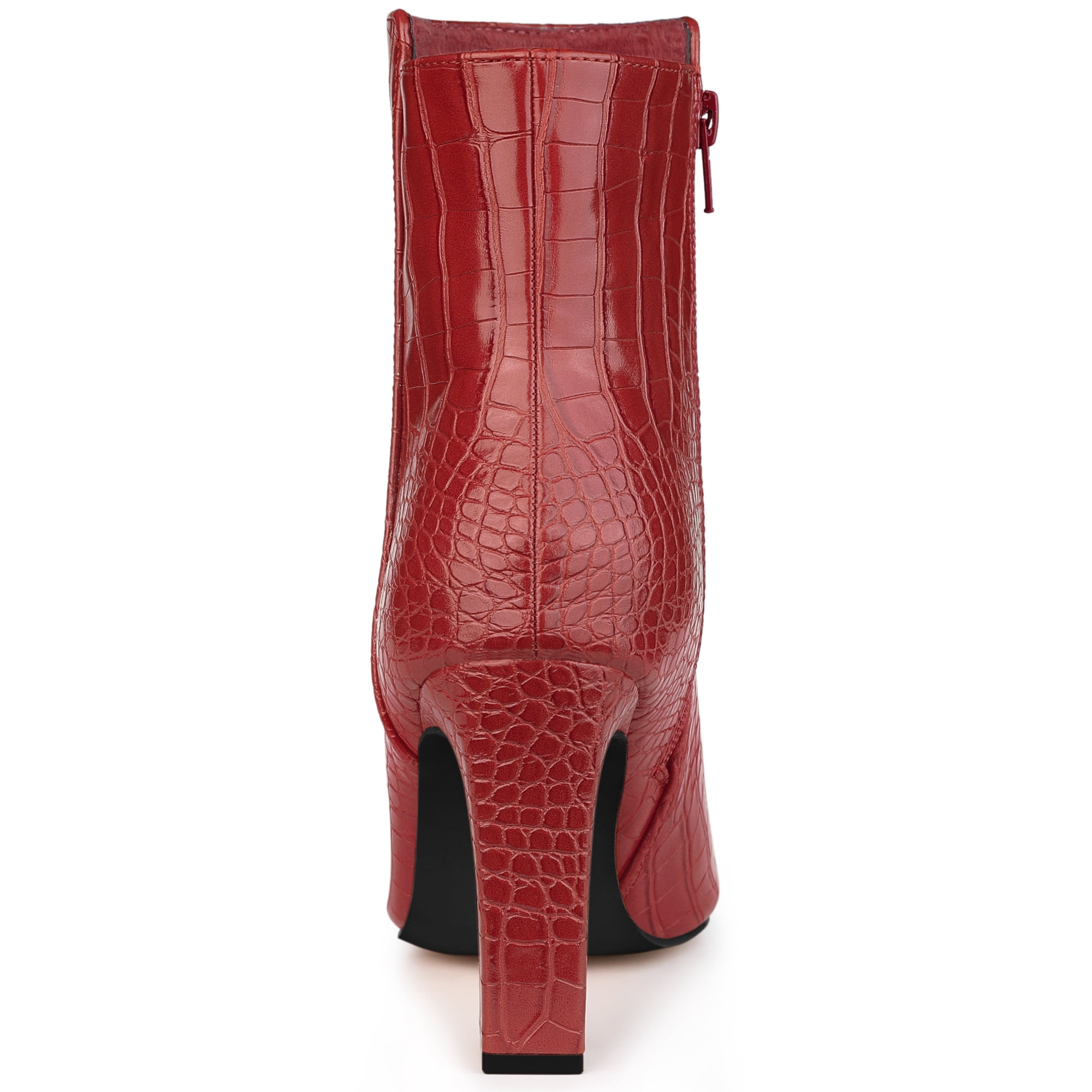 DARING DIVA Women's Pointy Toe Block High Heels Ankle Boots Red 11