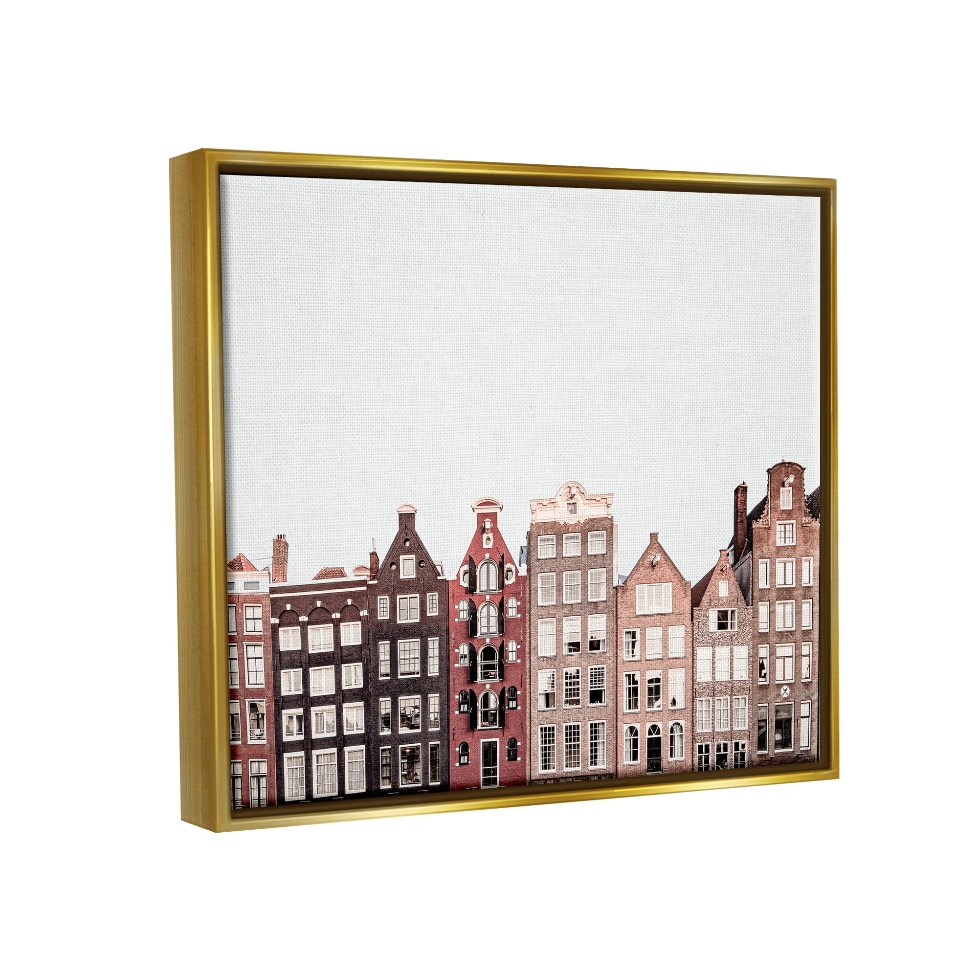 Stupell Industries Cityscape Houses Architecture Travel & Places Photography Gold Floater Framed Art Print Wall Art, 21 x 17