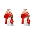 thumbnail image 3 of Qarigey Ceremonia de boda Mujeres Satén Chal Niñas Fiesta de noche Banquete Elegante Bufanda larga decorativa Decoración de color sólido Rojo 2piezas, 3 of 6