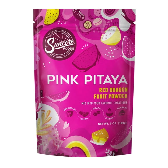 Suncore Foods Gluten-Free Pink Pitaya Powder, 5oz, Pink Food Coloring Powder