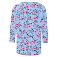 thumbnail image 4 of 3/4 Sleeve Shirts for Womens Tops Casual Plus Size Floral Crewneck Tee Shirt Loose Comfy Tunic Top, 4 of 5
