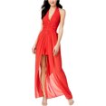 thumbnail image 1 of XOXO Womens Sheer Panel Romper Jumpsuit, Red, X-Small, 1 of 1