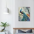 thumbnail image 4 of ONETECH Peacock Picture Canvas Wall Art Abstract Blue and Grey Animal Artwork for Modern Home Bedroom Decoration Ready To Hang, 4 of 5
