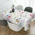 thumbnail image 2 of Colorful Flowers Decorative Rectangle Tablecloth Wild Grass Leaves Spring Summer Polyester Table Cloths Kitchen Table Cover for Dining BBQ Picnic Coffee Table 60 x 84 Inch 6-8 Seats, 2 of 6