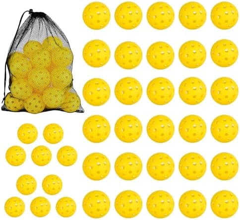 WLIKKS Pickleball Balls 20Pack|40Pack, 40 Holes USAPA Approved Pickleball Balls with Mesh Bag, Perfectly Balanced, High Bounce True Flight, Outdoor Pickleball Balls for Tournament Play