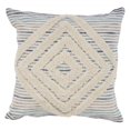 thumbnail image 1 of LR Resources PILLO07345BUNIIPL Coussin à Carreaux Géométriques Rayés - Bleu & Naturel, 1 of 1