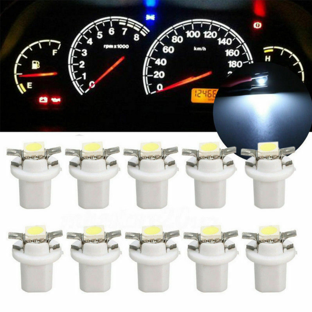 Ziizwfa 10Pcs Car B8.5 5050 1SMD Dashboard Indicator Bulb Auto Lamp