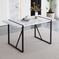 TesNus Dining Table 55 Inch White Pattern MDF Modern Rectangular for 4 ...