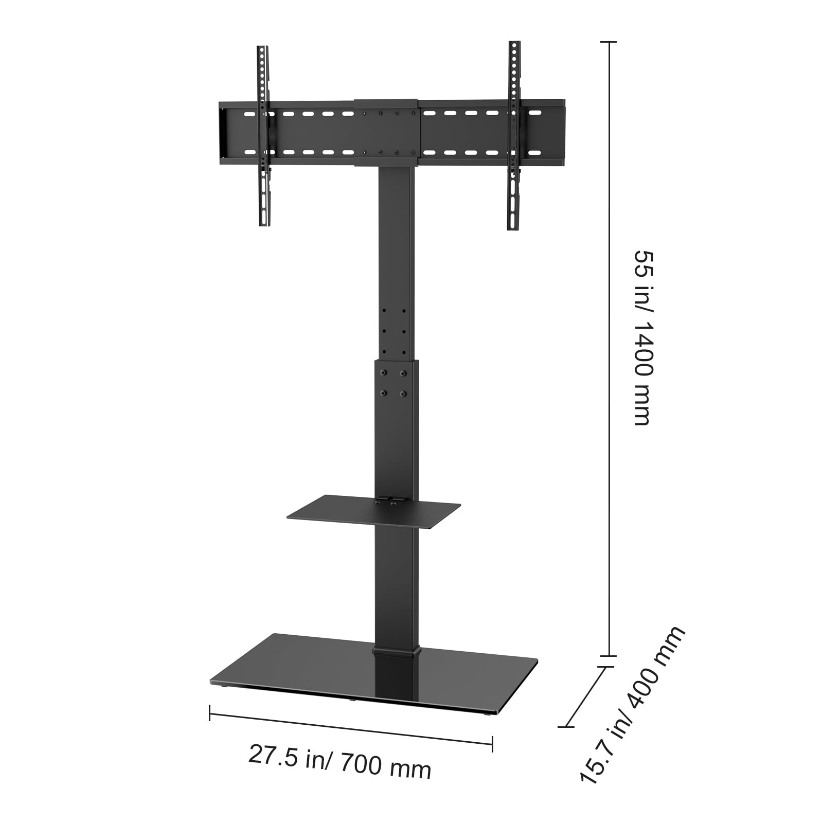 VEVOR Modern Universal Floor TV Stand Mount Swivel Universal TV Stand for 32"-85" TVs Adjustable Height Base Glass