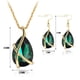 thumbnail image 2 of 1 juego de collar, juego de aretes, cristal, gota de oreja, collar vintage, colgante de cuello, conjunto de joyas para mujer, verde, 2 of 5