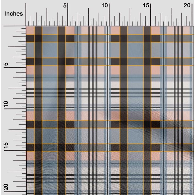 oneOone Georgette Viscose Fabric Madras Check Printed Fabric 1 Yard 42 Inch Wide