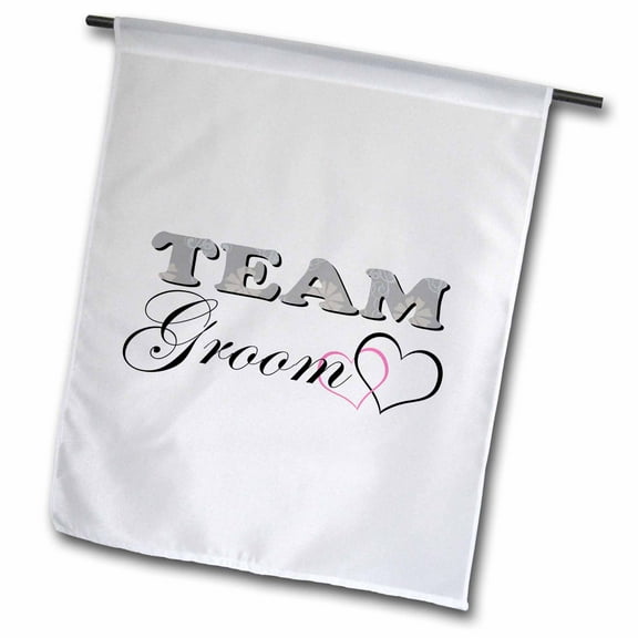 3dRose, Wedding Party - Team Groom - Grey and Pink, 12 x 18 inch Garden Flag