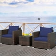 thumbnail image 1 of Costway 3PCS Patio Rattan Furniture Set Conversation Sofa Cushioned Navy, 1 of 10
