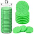 thumbnail image 1 of 120 Pcs Compressed Facial Sponges Natural Face Exfoliator Disposable Face Sponges for Cleansing Round Soft Facial Scrubber Pads with Storage Container for Makeup Removal Travel (Green), 1 of 5