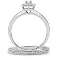 thumbnail image 3 of SuperJeweler 1/4ct Pave Diamond Bridal Set, Round Brilliant Center In Sterling Silver For Women, 3 of 6