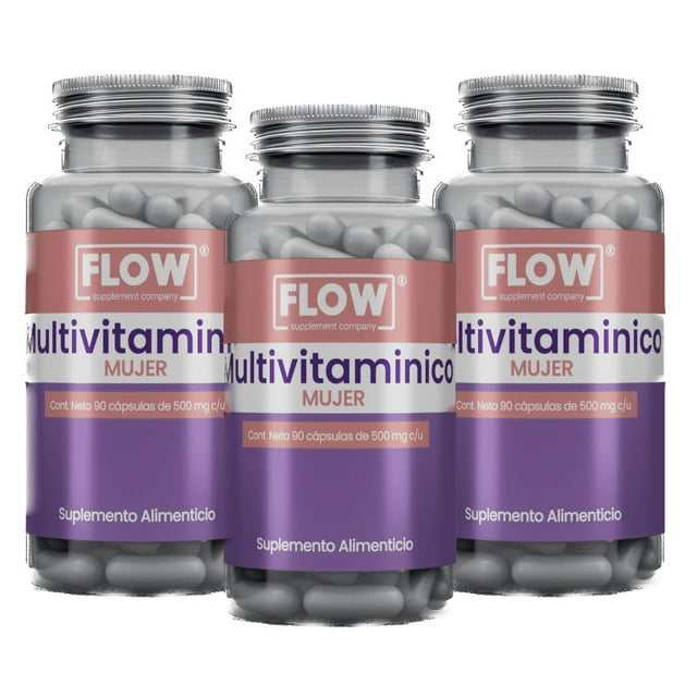 FLOW Suplemento - 3 Pack Multivitaminico Mujer con 270 Cápsulas de 500 mg c/u FLOW FLOWMULTIM