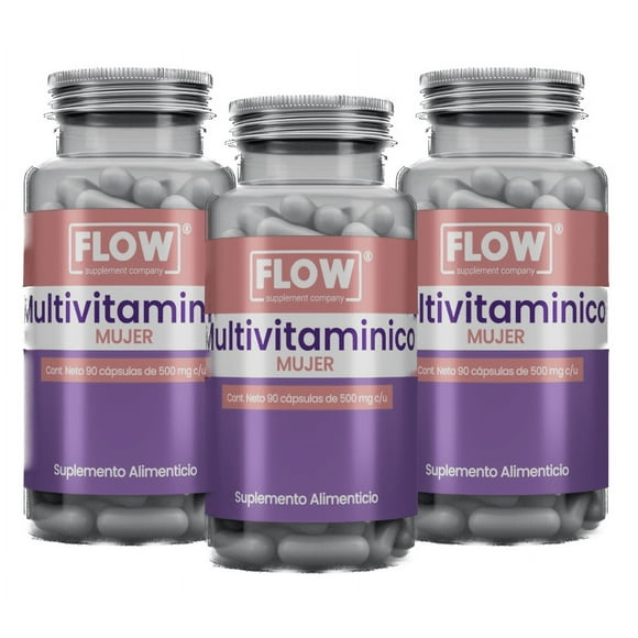 FLOW Suplemento - 3 Pack Multivitaminico Mujer con 270 Cápsulas de 500 mg c/u FLOW FLOWMULTIM