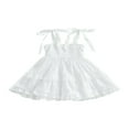 thumbnail image 1 of Bébé bébé Fille d'Été Boho Robe de Couleur Unie Spaghetti Robe de Cou Carré Plage Robe de Soleil Blanc 2-3 Ans, 1 of 8