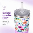 thumbnail image 4 of Biddlebee 20oz Insulated Stainless Steel Tumbler with Straw and Silicone Boot, Garden Blooms, 4 of 10