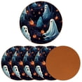 thumbnail image 2 of Halloween Ghost 6 Pack Round Coasters, Microfiber Leather Drink Coasters Set of 6, 11x11 cm/4.3x4.3 Inches Absorbent Coasters for Drinks Tables Dining Table Décor, 2 of 6