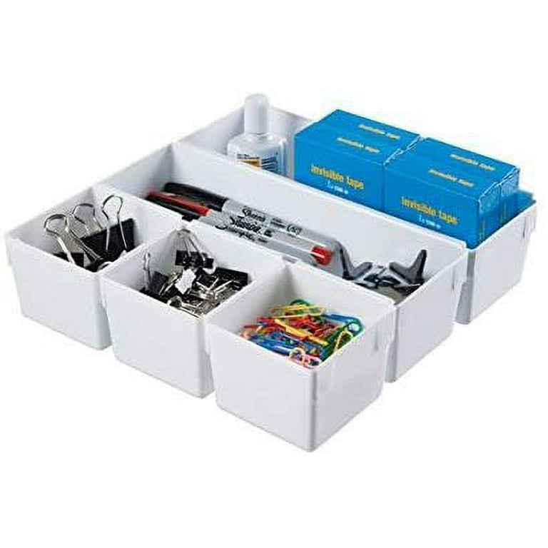 5) Rubbermaid 2915-RD-WHT 9 x 3 x 2 White Plastic Drawer Storage  Organizers 71691291510