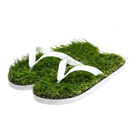 

1 Pair Flip-flops Slippers Flat Bottom Slippers Family Sandals (White+Green)