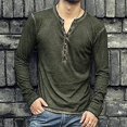 thumbnail image 3 of MesaSe Man V Neck Long Sleeve Shirts Button On Slim For Shirt Leisure Solid Color Top, 3 of 6