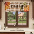 thumbnail image 6 of Orange Plaid Pumpkins Thanksgiving Curtain Valances for Windows, Kitchen Valance Window Treatments Panel 2 Pack, Fall Botanical Rod Pocket Short Curtains for Bathroom Bedroom 60 x 18 Inch, 6 of 8