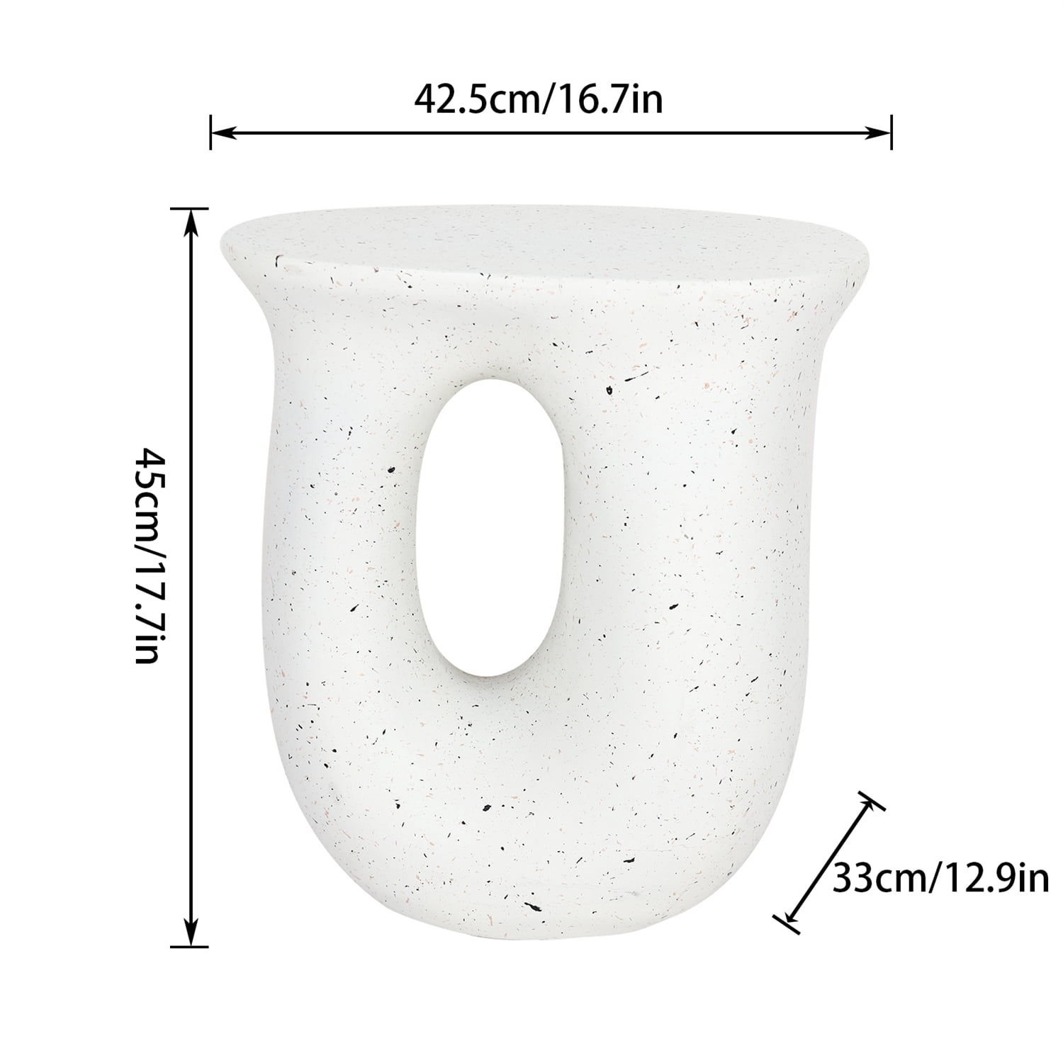 Geometric Lightweight Concrete  Side End Table for Living Room Bedroom Storage, 16.7x12.9x17.7 inch,U-Shaped
