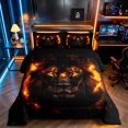thumbnail image 2 of Manfei Woodland Lion King Size Comforter Sets, Fire Animal Print Comforters King Size, Dark Brown, Black Reversible, 3pcs, 1 Comforter and 2 Pillowcases, 2 of 7