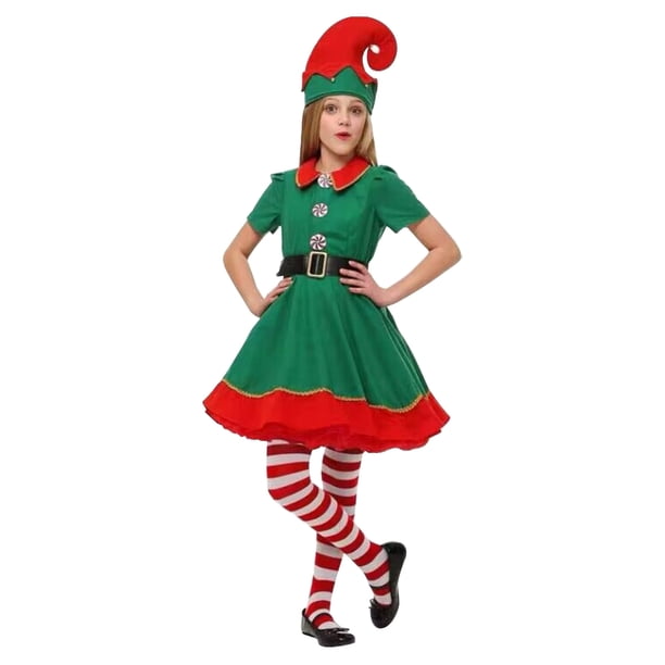 Vestido Elfo FLhrweasw para Adultos Disfraz Navidad Fiesta Carnaval Familiar 140cm Femenino