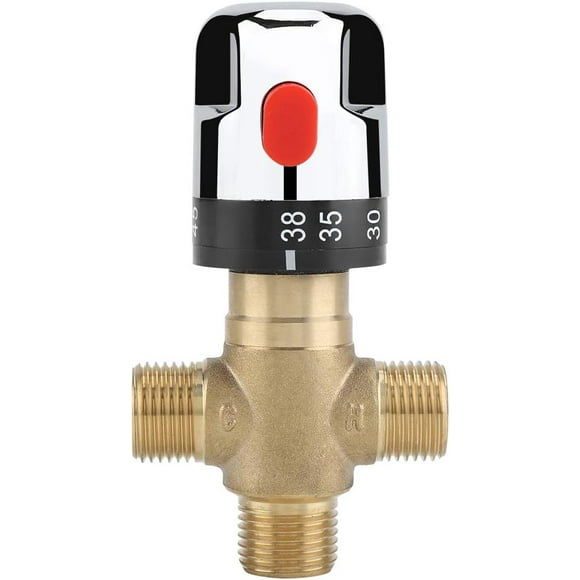 Thermostatic Mixing Valve For Bathroom Shower, Solid Brass Temperature Control Valve With Us Standard Fit, Fahrenheit Markings Ensuring Safe Water Temperatures In Your Home