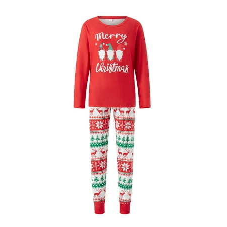 

Christmas Matching Family Pajamas Set Christmas Print Long Sleeve Crew Neck Tops+Stretch Pants Set For Adults/Kids/Baby Sleepwear