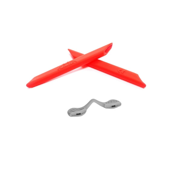 Walleva Red Earsocks with Grey Nosepad for Oakley RadarLock Series Sunglasses