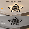 thumbnail image 6 of Garwarm 24.6" Black Flower Ceiling Fan with Light, Low Profile Flush Mount Fandelier, Dimmable LED Ceiling Light with Remote, 6-Speed Reversible Fan for Bedroom, Kitchen, Living Room, 6 of 20